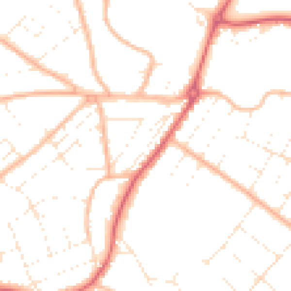 Daytime road noise heatmap for BH6 3AQ