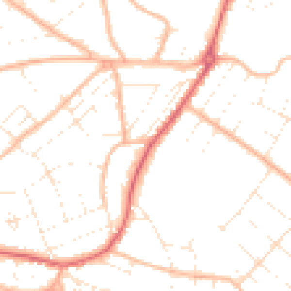 Daytime road noise heatmap for BH6 3BJ