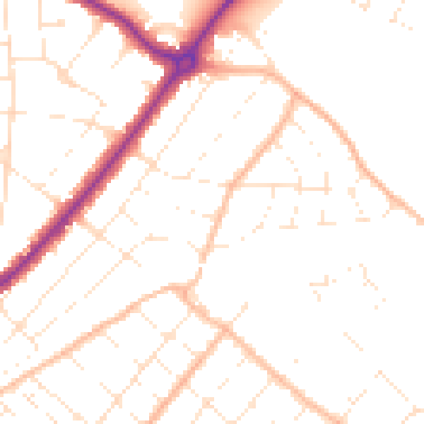 Daytime road noise heatmap for BH6 5PY