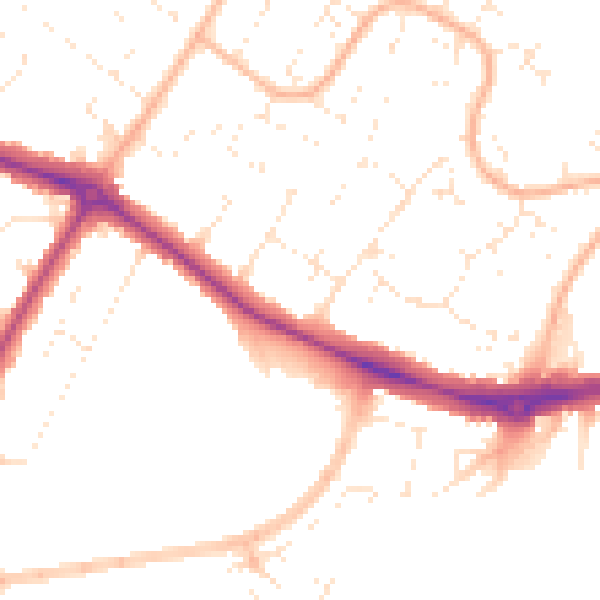 Daytime road noise heatmap for BH8 0AT