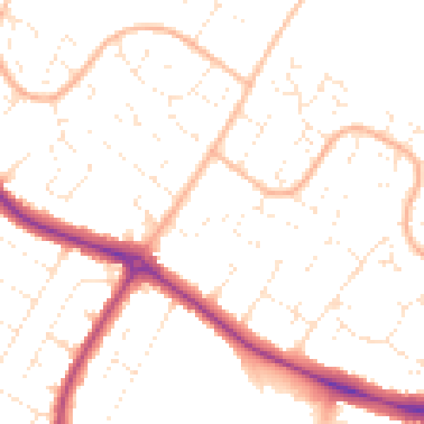 Daytime road noise heatmap for BH8 0AX