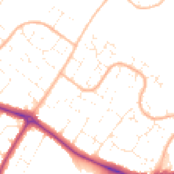 Daytime road noise heatmap for BH8 0NH
