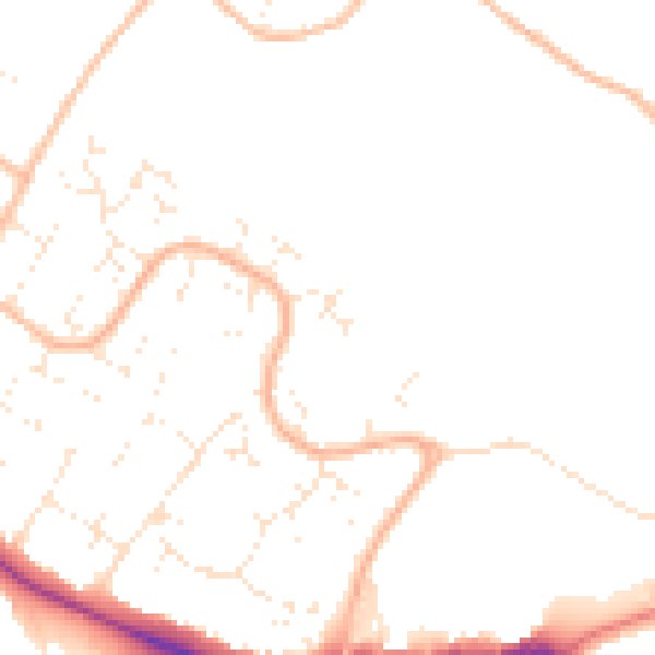 Daytime road noise heatmap for BH8 0PL
