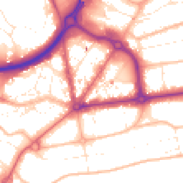 Daytime road noise heatmap for BH8 8AD