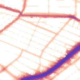 Daytime road noise heatmap for BH8 8QA