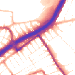 Daytime road noise heatmap for BH8 9AQ
