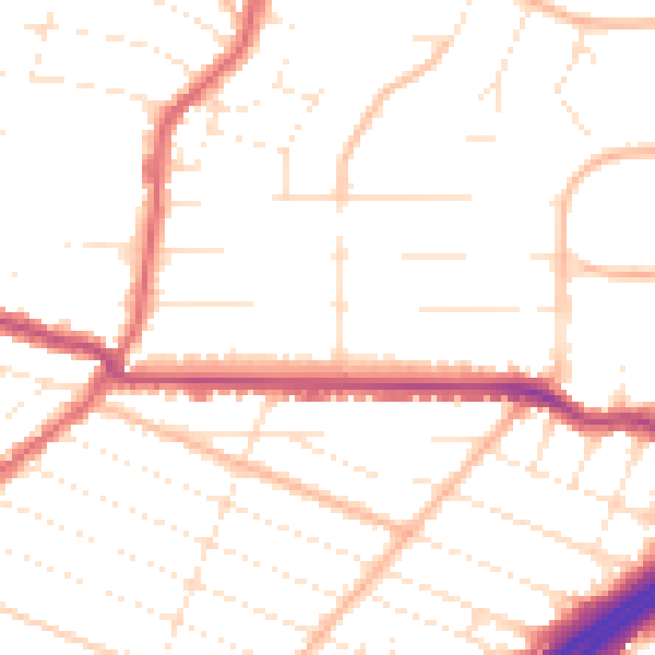 Daytime road noise heatmap for BH8 9DX