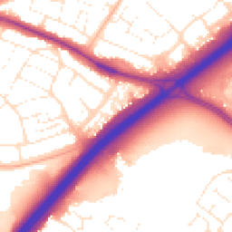 Daytime road noise heatmap for BH8 9LN