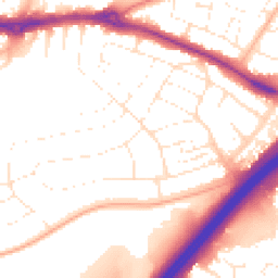 Daytime road noise heatmap for BH8 9NQ
