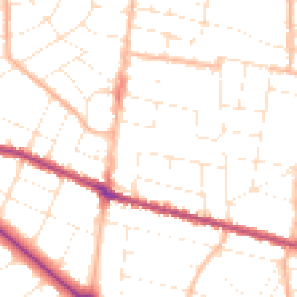 Daytime road noise heatmap for BH9 1BB