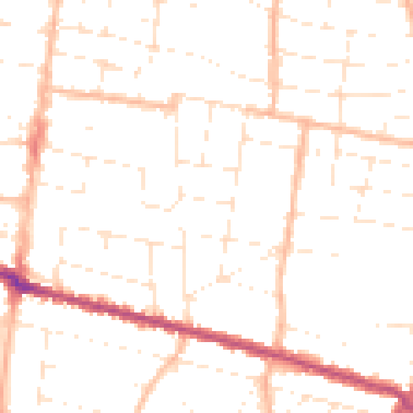 Daytime road noise heatmap for BH9 1HJ