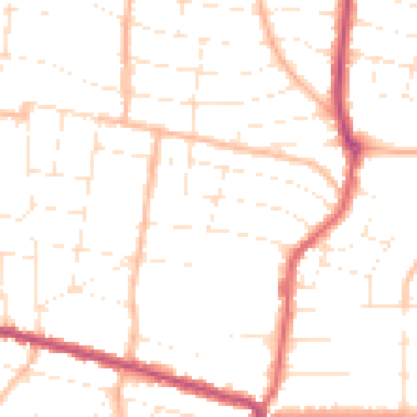 Daytime road noise heatmap for BH9 1HQ