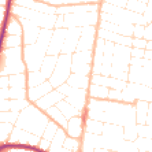 Daytime road noise heatmap for BH9 2PJ