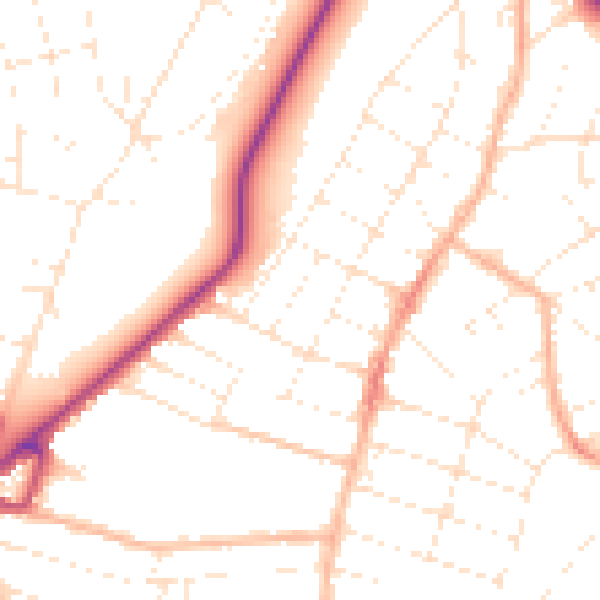 Daytime road noise heatmap for BH9 2XB