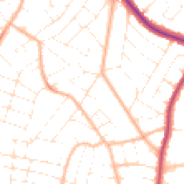 Daytime road noise heatmap for BH9 3EJ