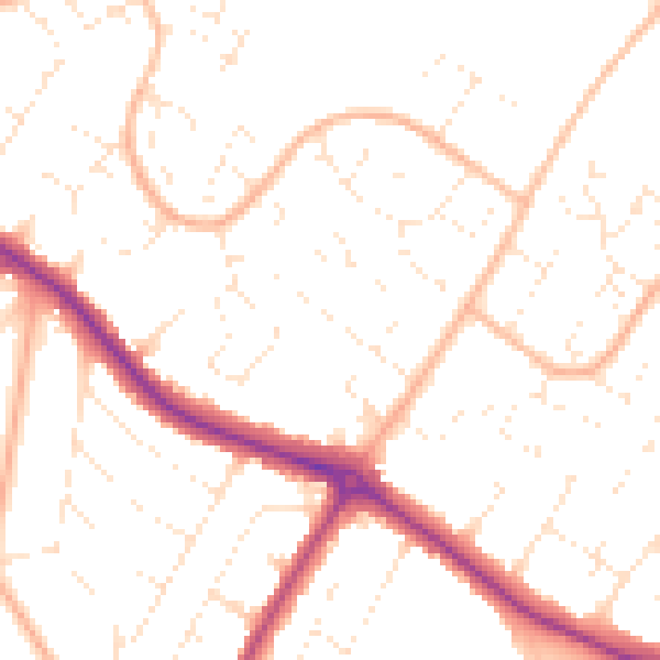 Daytime road noise heatmap for BH9 3LW