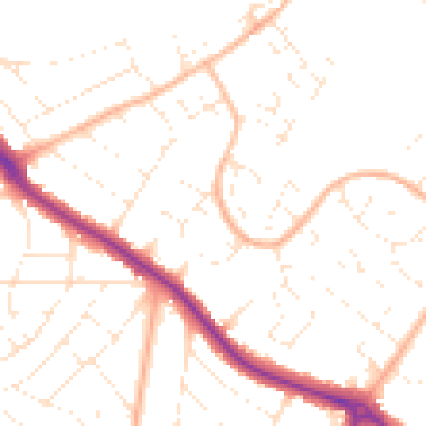 Daytime road noise heatmap for BH9 3QX