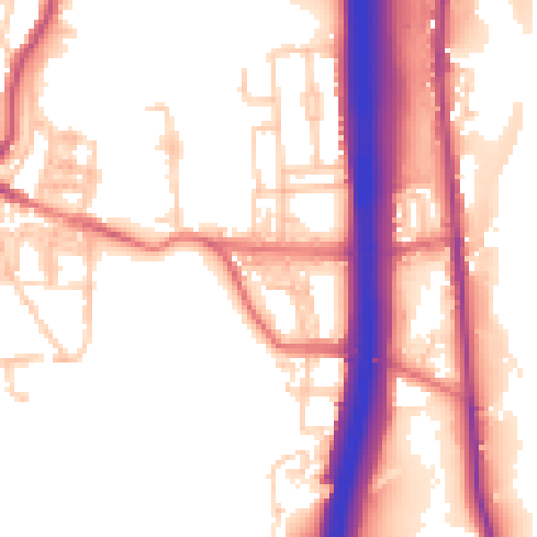 Daytime road noise heatmap for BL0 0AQ