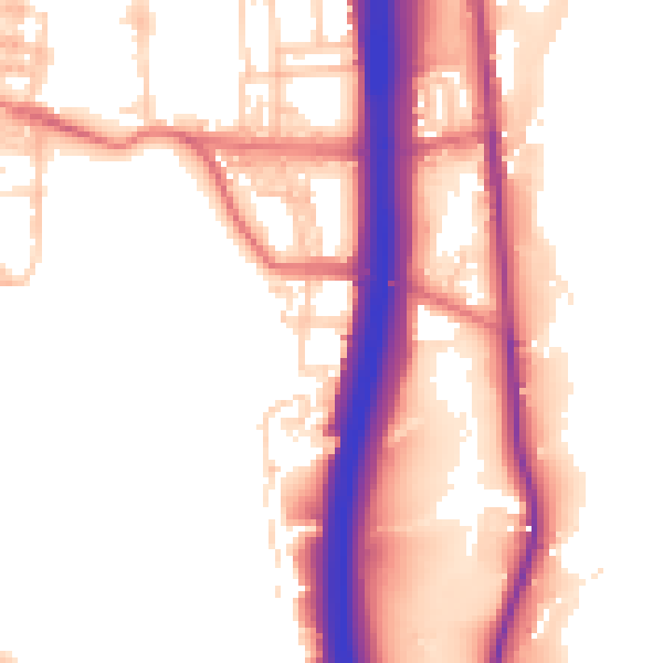 Daytime road noise heatmap for BL0 0AW