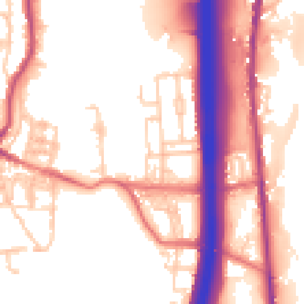Daytime road noise heatmap for BL0 0BA