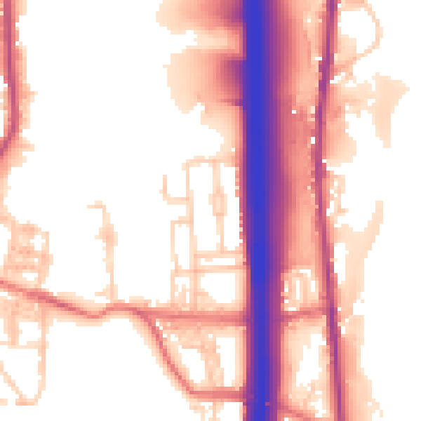 Daytime road noise heatmap for BL0 0BD