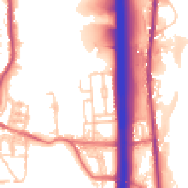 Daytime road noise heatmap for BL0 0BG