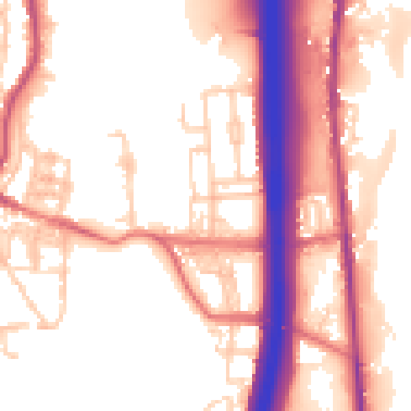 Daytime road noise heatmap for BL0 0BN