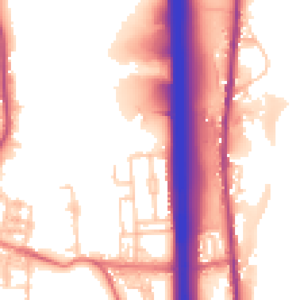 Daytime road noise heatmap for BL0 0BQ