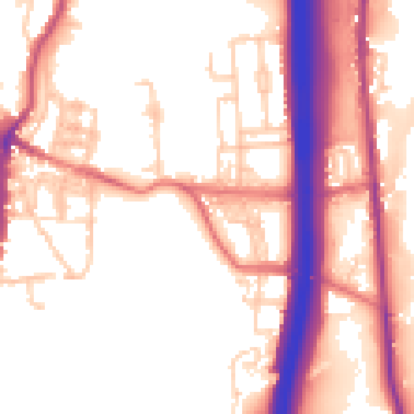 Daytime road noise heatmap for BL0 0BT