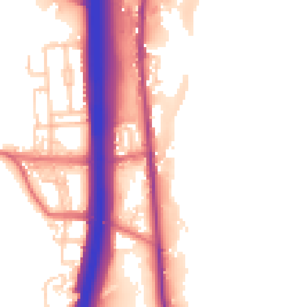 Daytime road noise heatmap for BL0 0BW