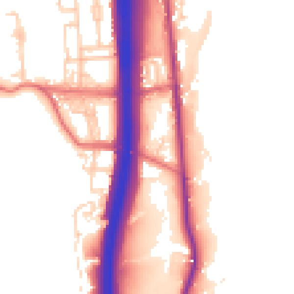 Daytime road noise heatmap for BL0 0BZ
