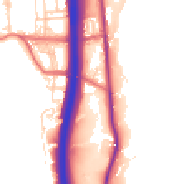 Daytime road noise heatmap for BL0 0DB