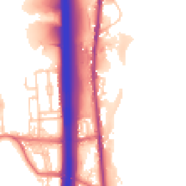Daytime road noise heatmap for BL0 0DP