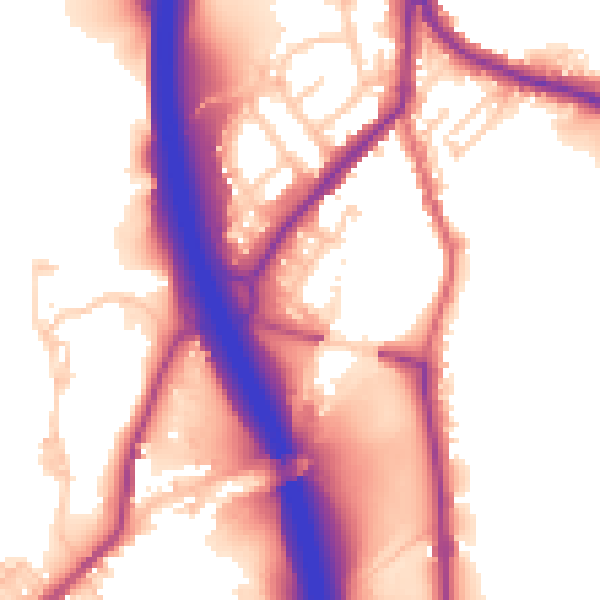 Daytime road noise heatmap for BL0 0LW