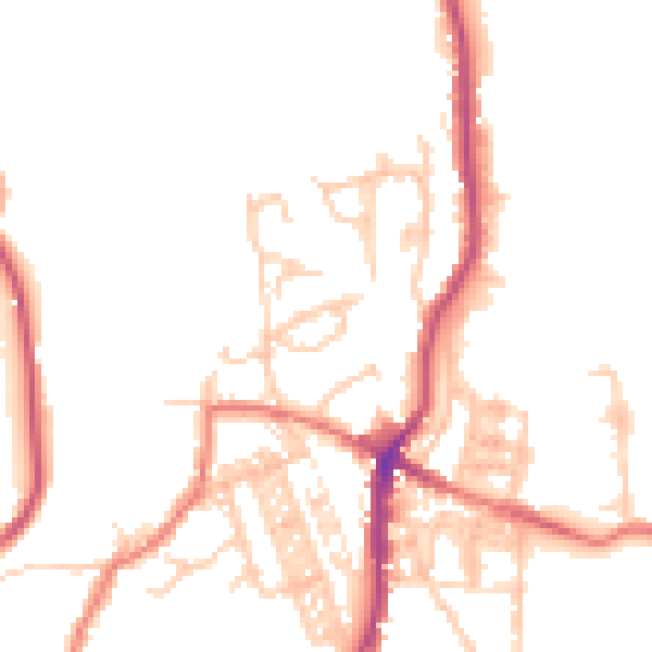 Daytime road noise heatmap for BL0 9DW
