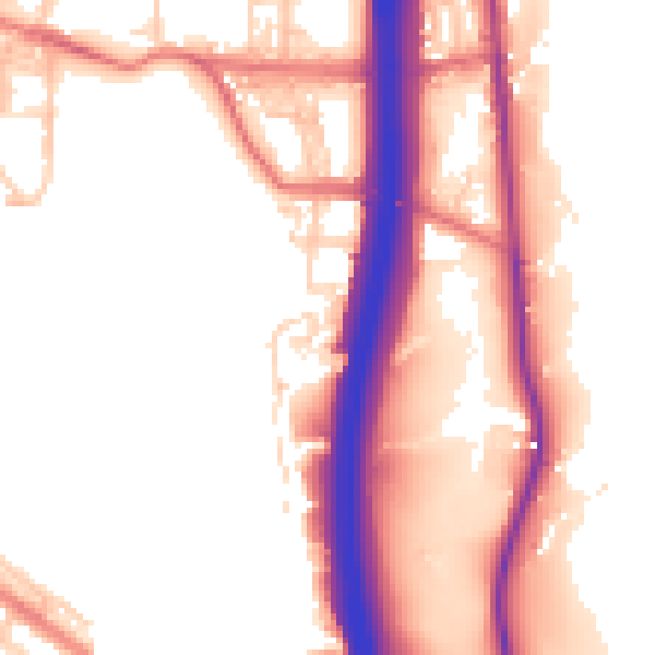 Daytime road noise heatmap for BL0 9LS