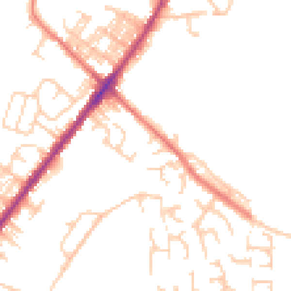 Daytime road noise heatmap for BL0 9LT
