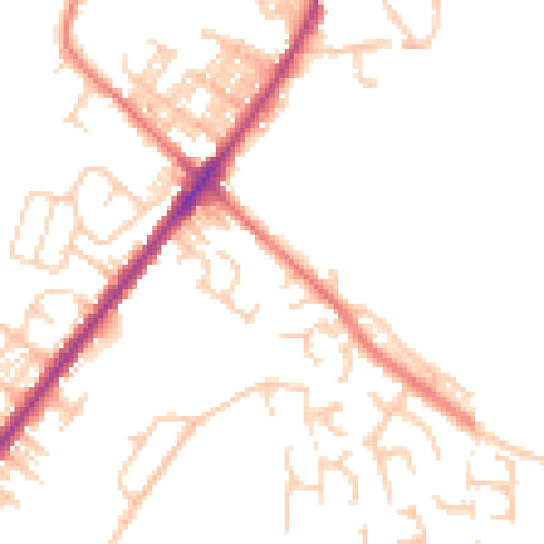 Daytime road noise heatmap for BL0 9LW