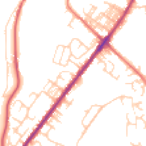 Daytime road noise heatmap for BL0 9PH