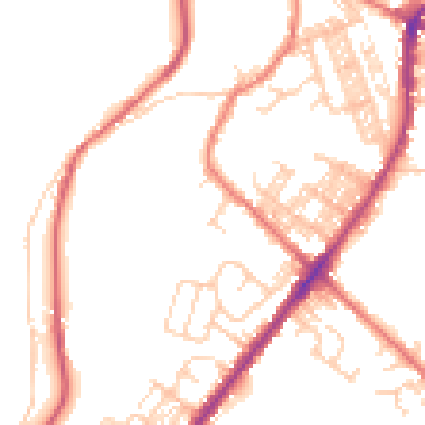 Daytime road noise heatmap for BL0 9QL