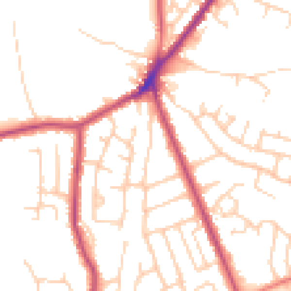 Daytime road noise heatmap for BL0 9SJ