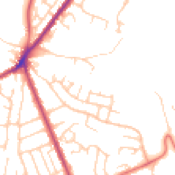 Daytime road noise heatmap for BL0 9TZ