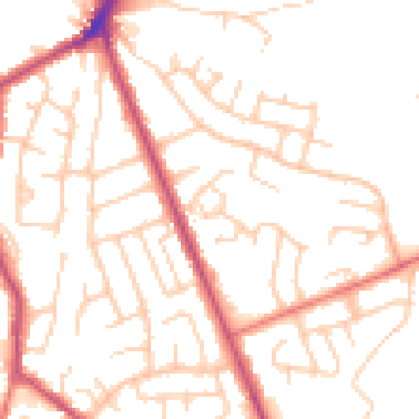 Daytime road noise heatmap for BL0 9WA