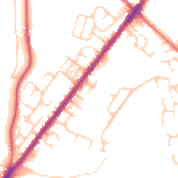 Daytime road noise heatmap for BL0 9WF