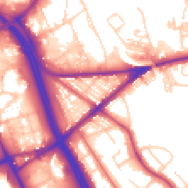 Daytime road noise heatmap for BL2 1AL