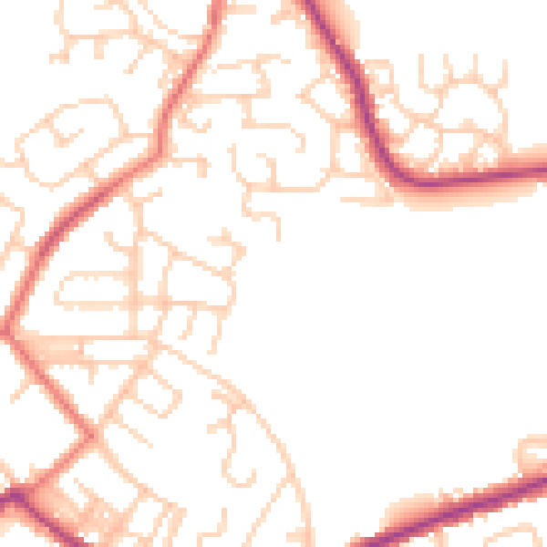 Daytime road noise heatmap for BL3 1AQ