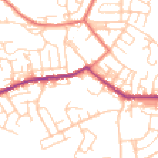 Daytime road noise heatmap for BL3 1BD