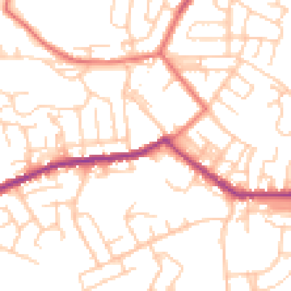 Daytime road noise heatmap for BL3 1BE