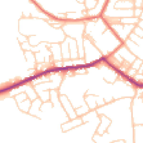 Daytime road noise heatmap for BL3 1BJ