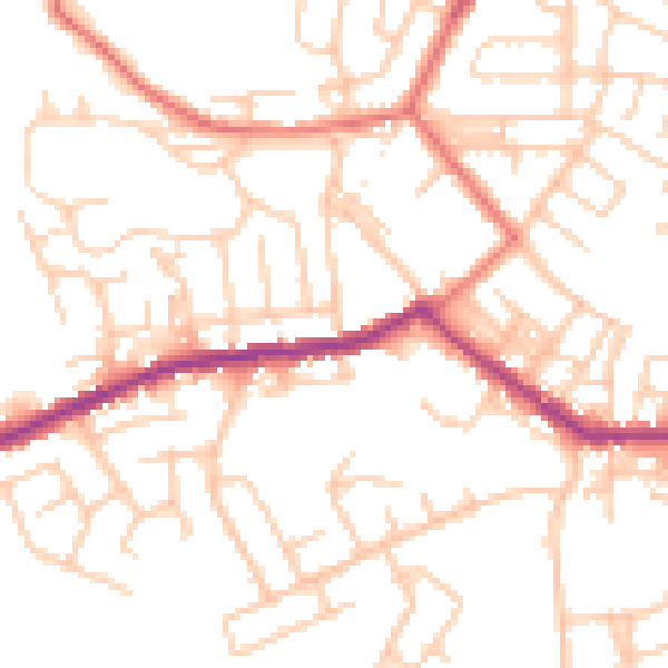 Daytime road noise heatmap for BL3 1BY